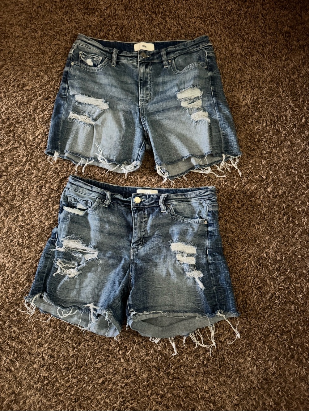 BKE Distressed Denim Cutoff Shorts - Medium Blue